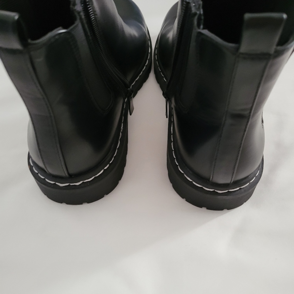 Torrid || 7.5 WW Black Faux Leather Chelsea Lug Sole Bootie - Picture 10 of 11
